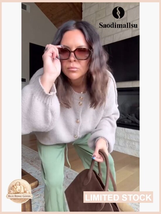 Oversized Chunky Knit Cardigan Lantern Sleeve Button Up Soft Cozy Fall Sweater - Picture 7 of 7